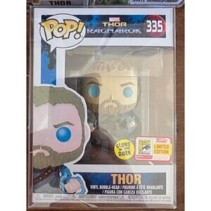 Funko Pop! Marvel Thor Ragnarok Thor #335 GITD 2018 SDCC Sticker w/ Protector